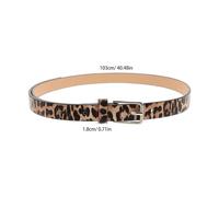 Abaodam Cinturón de Mujer con Estampado de Leopardo Piel Sintética PU Ajustable Hebilla Metálica Única Estilo Occidental Casual Cinturón Delgado para Vaqueros y Vestidos