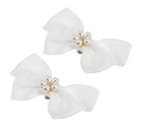 Abaodam Clip de Zapatos con Lazo Grande Desmontable y Perlas Accesorio Elegante para Mujer Decoración Versátil para Zapatos de Boda y Regalo de Matrimonio