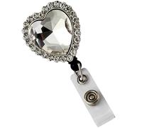 Abaodam Clip Retráctil para Credencial de Identificación Forma de Corazón, Porta Credencial de Trabajo para Mujer, Hebilla de Insignia Ligera y Compacta de Color Claro, Adecuado