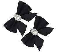 Abaodam Clips de Tela para Zapatos Lazo Negro, Accesorios para Zapatos de Aleación y Seda, 2 Piezas Desmontables para Fiesta de Boda y Compromiso