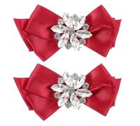 Abaodam Clips para Zapatos de Boda con Lazo Rojo, Diseño Desmontable en Poliéster y Piedra Artificial, Adornos Versátiles para Zapatos de Novia