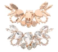 Abaodam Clips para Zapatos Tacón Gemas de Imitación Dorados, Hebillas Metálicas Desmontables, Accesorios para Mujer, Decoración Elegante para Bodas y Fiestas, Pack 2 Piezas