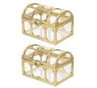 Abaodam Cofre del Pirata Transparente de Plástico Juego de 2 Cajas de Tesoro para Juguetes y Joyas Organizador de Recuerdos para Boda y Fiesta Caja de Almacenamiento Decorativa