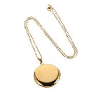 Abaodam Colgante de Foto Redondo Pulido a Espejo Acero Inoxidable, Collar Medallón Conmemorativo Dorado 27mm para Mujer, Accesorio Recuerdo para Ocasiones Obsequios