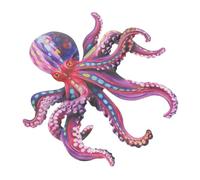 Abaodam Colgante de Pulpo de Hierro para Exteriores, Decoración de Pared para Jardín, Adorno de Valla Pequeño Color Púrpura, Arte Mural Resistente para Patio y Terraza