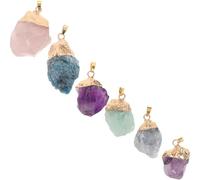 Abaodam Colgantes de Piedra Natural Irregular, Pack de 6 Piezas Flores de Amatista, Fluorita Verde y Cuarzo Azul, Accesorios para Bisutería y Pulseras