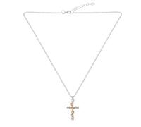 Abaodam Collar Colgante de Cruz y Hoja de Rosa Dorado, Cadena de Aleación para Cuello de Mujer, Joyería Elegante para Uso Diario y Obsequio, Diseño Clásico y Moderno