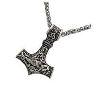 Abaodam Collar Colgante Martillo Vikingo De Aleación Para Hombre, Cadena Elegante y Resistente Adecuado Para Regalos y Uso Diario