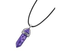 Abaodam Collar con Colgante Hexagonal de Piedra Natural de Cristal Púrpura para Mujer con Cuerda de Cera, Diseño Elegante y Función de Sanación y Paz Mental