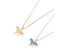 Abaodam Collar de Caballo Hueco de Acero Inoxidable Dorado para Mujer Diseño Delicado y Elegante en Pack de 2 Piezas para Uso Diario o Boda