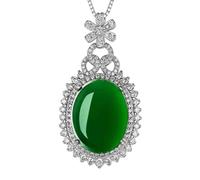 Abaodam Collar de Mujer Colgante de Crisoprasa Verde de 45 Cm, Collar de Moda Colgante de Joyería Cuello, Decoración Elegante y Bisutería Fina