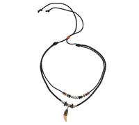 Abaodam Collar de Tiburón para Hombre y Mujer, Gargantilla Tribal de Cuentas con Colgante de Diente, Cuerda Negra Ajustable, Estilo Surfero de Playa, Joyería Unisex de Moda