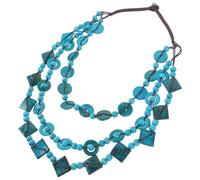 Abaodam Collar Retro de Cuentas de Madera y Cáscara Natural Tejido a Mano, Colgante Azul Turquesa para Mujer, Joyería Bohemia de Playa, Accesorio Artesanal para Uso Diario y Vacaciones