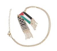 Abaodam Collar Unisex Bandera de Palestina Acero Inoxidable Dorado Tipo Bufanda Cadena Ajustable para Hombre y Mujer Collar de Metal Decoración Simbólica y Cultural