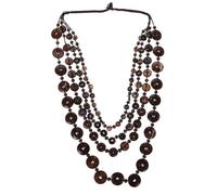 Abaodam Collar y Verano Vintage para Mujer de Múltiples Hilos Pieza Única Artesanal Cuentas de Madera y Cáscara Natural Adecuado para Estilo Bohemio