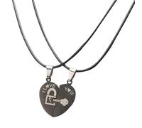 Abaodam Collares Colgante de Rompecabezas en Forma de Corazón, Acero Inoxidable Negro, Diseño Delicado y Acabado Fino, Obsequio Original para Enamorados