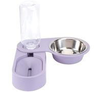 Abaodam Comedero Automático para Gatos y Perros Diseño Plegable de Esquina, Material Plástico y Acero Inoxidable, Botella de Agua Transparente y Resistente Humedad