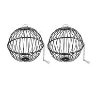 Abaodam Comedero Colgante para Pájaros Silvestres de Acero Inoxidable Negro, Bola Dispensadora de Seda de Anidación, 2 Piezas, Resistente Intemperie, Adecuado para Jardín y