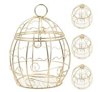 Abaodam Comedero para Pájaros de Exterior de Hierro Dorado, Resistente al Clima y Mantiene la Comida Seca, Diseño Redondo Tipo Jaula, Pack de 4 Unidades para Jardín y Balcón