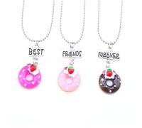 Abaodam Conjunto de 3 Collares de Amistad Colgante de Aleación en Forma de Donut para Amigas, Diseño de Dibujos Animados Adecuado para Graduación y Año