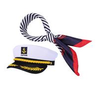 Abaodam Conjunto de Sombrero Marinero y Bufanda de Terciopelo para Disfraz de Capitán de Yate, Diseño Clásico Resistente al Desgaste, Adecuado para Fiestas y Eventos Náuticos