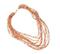 Abaodam Conjunto Mujer Collar y Pendientes Estilo Bohemio Cuentas de Arroz Multicapa Naranja para Uso Casual y Fiestas