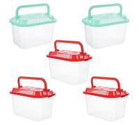 Abaodam Contenedor de Transporte para Peces Mascota, Mini Pecera Portátil de Plástico 5 Piezas, Tamaño 5.3x3.4x2.8 Pulgadas, Transparente, Ligero y Resistente, Adecuado Color
