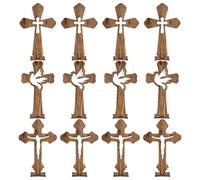 Abaodam Cruces de Madera Rústicas para Centro de Mesa Bautizo con Base Estable 4 Sets