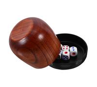 Abaodam Cubilete de Dados Profesional de Madera Maciza con Tapa y 5 Dados Set de Accesorios para Juegos de Mesa en Fiestas y Entretenimiento Compacto y Resistente
