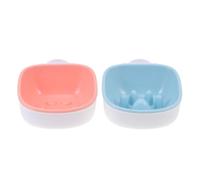 Abaodam Cuenco Colgante para Perros y Gatos 2piezas Comedero Lento Anti-ahogamiento Fácil de Limpiar Azul y Rosa Diseño de Pata para Jaula y Alimentación Saludable