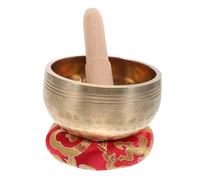 Abaodam Cuenco Tibetano Hecho Mano de Metal para Meditación Yoga y Budismo Incluye Pequeño Bastón de Madera y Anillo de Sujeción