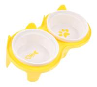 Abaodam Cuencos de Comida para Gatos, comedero Doble de cerámica con Soporte Alto, 1 Juego, Amarillo, para Gatos de Interior, fácil de Lavar, Evita derrames