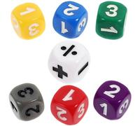 Abaodam Dados para Enseñar Matemáticas con Símbolos de Resta, Multiplicación y División, 7 Piezas Acrílicas para Juego Educativo Infantil y Enseñanza Escolar, Dados para Contar y Aprender