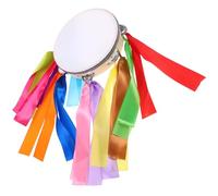 Abaodam Dance Performance Pandereta de tambor de mano con cintas, grifo de percusión de mano de madera para adultos