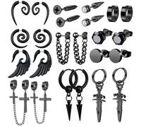 Abaodam de Pendientes Negros Diseño Moderno y Estilo Punk para Hombre de Acero Inoxidable Juego de 12 Pares Ideales para Uso Diario y Ocasiones Obsequios