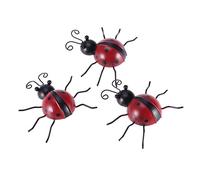 Abaodam Decoración De Mariquita De Hierro Para Pared 3 Piezas 10 Cm, Colgador De Arte Mural Resistente Al Óxido Para Interior y Exterior, Manualidades De Pared y Decoración De Jardín Colorida