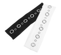 Abaodam Diadema Ancha Elástica Ojales Calados Estilo Punk Grunge 2 Piezas Negro y Blanco Banda Cabello Vintage Transpirable para Festivales y Uso Casual