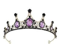 Abaodam Diadema de Tiara Infantil de Gemas de Imitación para Niña, Tocado Nupcial Negro y Púrpura, Accesorio para Cumpleaños, Bodas y Fiestas, Decoración Ligera y Resistente