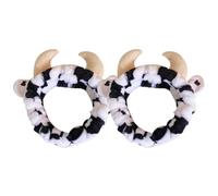 Abaodam Diadema Elástica Diseño de Cuernos de Vaca para Lavarse la Cara Tela Flexible y Cómoda, 2 Piezas para Mujeres y Niñas en Actividades Diarias