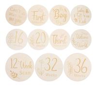 Abaodam Discos Semanales de Viaje del Embarazo y Tarjetas de Crecimiento para Recién Nacidos, Doble Cara, Madera Natural, Accesorios Fotográficos para Ñiño, Decoración Habitación, Set