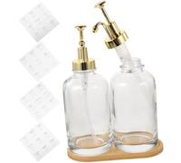 Abaodam Dispensador de Jarabe de Vidrio Bomba Transparente y Diseño Dorado, Adecuado para Cocina y Café Casero, Botella Decorativa Funcional Tapa de Madera