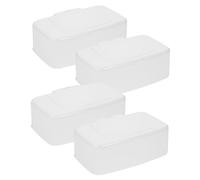 Abaodam Dispensador de Toallitas Húmedas Recargable 4 Unidades con Tapa Hermética y Botón Pulsador, Caja Portátil para Almacenamiento en Baño, Cocina y Escritorio, Mantiene