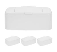 Abaodam Dispensador para Toallitas Húmedas con Tapa Hermética y Botón Pulsador, 4 Unidades, Caja Portátil de Color Claro de Gran Capacidad para Baño y Escritorio, Contenedor