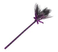 Abaodam Escoba de Bruja para Halloween con Malla Desmontable Decoración Morada con Red de Telaraña Escoba Ligera para Cosplay y Fiestas Temáticas de Brujas