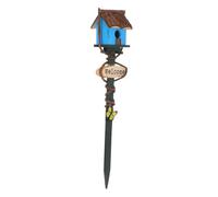 Abaodam Estacas para Pájaros Casita para Pájaros con Poste Decoración Nido Al Aire Poste De La Casa del Pájaro Exterior Material Pararse Casas Azul De Madera