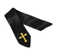 Abaodam Estola de Pastor Unisex Negra con Cruz Bordada, Tela Ligera y Resistente, para Ceremonia Religiosa, Misa, Bautismo, Coro y Graduación, Accesorio Clerical para Adultos, 1 Pieza