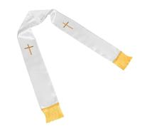 Abaodam Estola Sacerdotal Reversible con Bordado de Cruz y Borlas, 135 Cm, Chal para Boda y Ceremonia Religiosa Unisex, Faja de Pastor Tradicional para Oficiantes de Iglesia