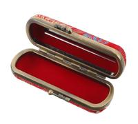 Abaodam Estuche de Lápiz Labial para Viaje Mini con Espejo, Diseño Floral de Brocado Estilo Palacio, Soporte Compacto para Pintalabios Rojo con Base Azul, Estuche Femenino para Bolso