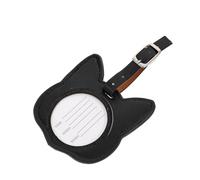 Abaodam Etiqueta para Equipaje de PU Negro Diseño de Gato 1 Pieza Duradera y Reutilizable Identificador Práctico para Maletas Bolsos y Mochilas Viajes