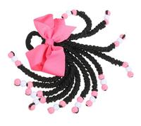 Abaodam Extensión de Cabello Trenzado Cuentas de Colores y Lazo, Coleta Postiza 2º Color, Accesorio para Peinados Infantiles, Uso Diario y Fiestas